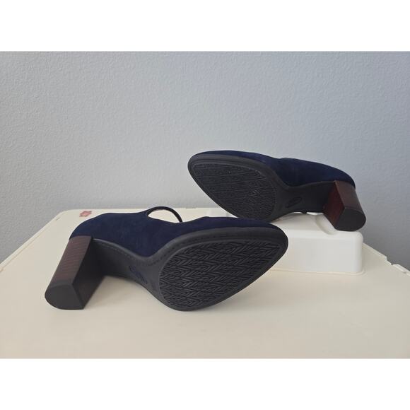Söfft Navy Suede Mary Jane Heels 7M | Vintage-Inspired Block Heel Round Toe - Picture 3 of 11